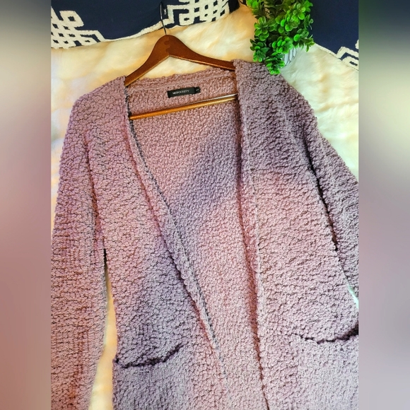 Merokeety | Taro Long Sleeve Popcorn Teddy Fuzzy Cardigan Sweater | Small - Picture 2 of 13